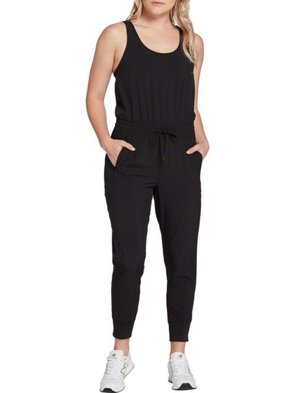 Calia by Carrie Underwood Cargo Pocket Jumpsuit Racerback Black Size L Large